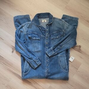 NWT Free People X Care FP Townes Jumpsuit, Indigo, Size XS